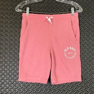 Old Navy Boys Pink Fleece Shorts Size‎ L (10-12) Drawstring Logo California 1994